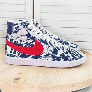Nike Blazer Mid SE Tie Dye Lace Up Sneakers White Blue 5.5Y Big Kid CZ7882-600‎